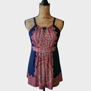INC Red and Blue Halter Top Size Medium